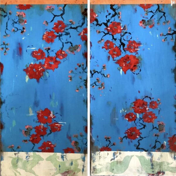 In The Garden At Midnight The Candles Flicker And Glow I & II by Kathe Fraga — Mixed Media on Canvas — JG Art Gallery