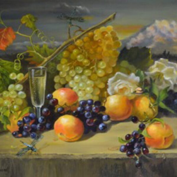 RD Champagne Grapes With Mountain View — JG Art Gallery