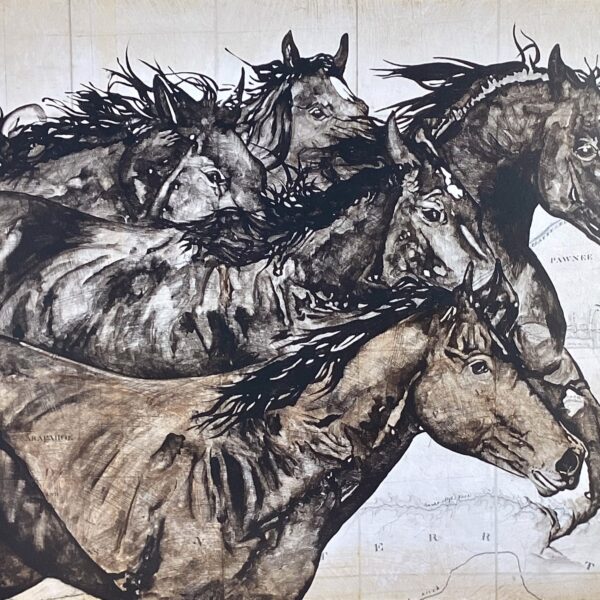 Wild Horses by Will Armstrong — Ink and Watercolor on Paper — JG Art Gallery