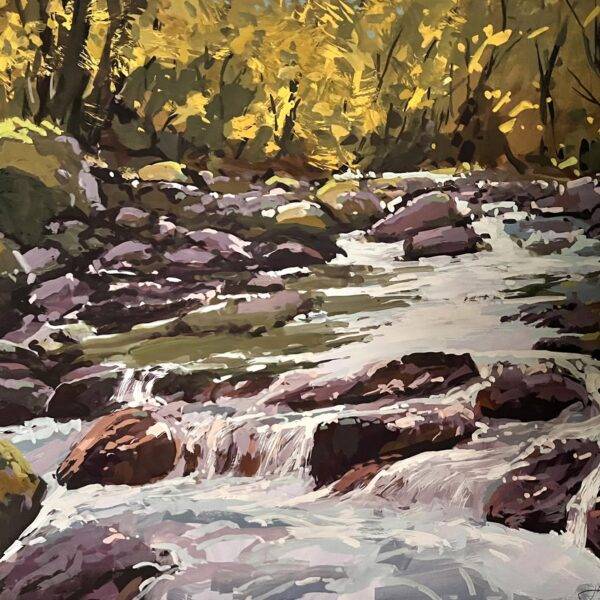 Autumn On The Sol Duc  17x23 Gouache  1950c23 — JG Art Gallery