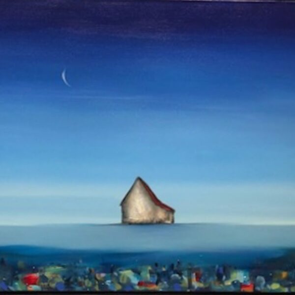 Happy Barn, NIght in Beautiful Fields by Marketa Sivek — Oil on Canvas — JG Art Gallery